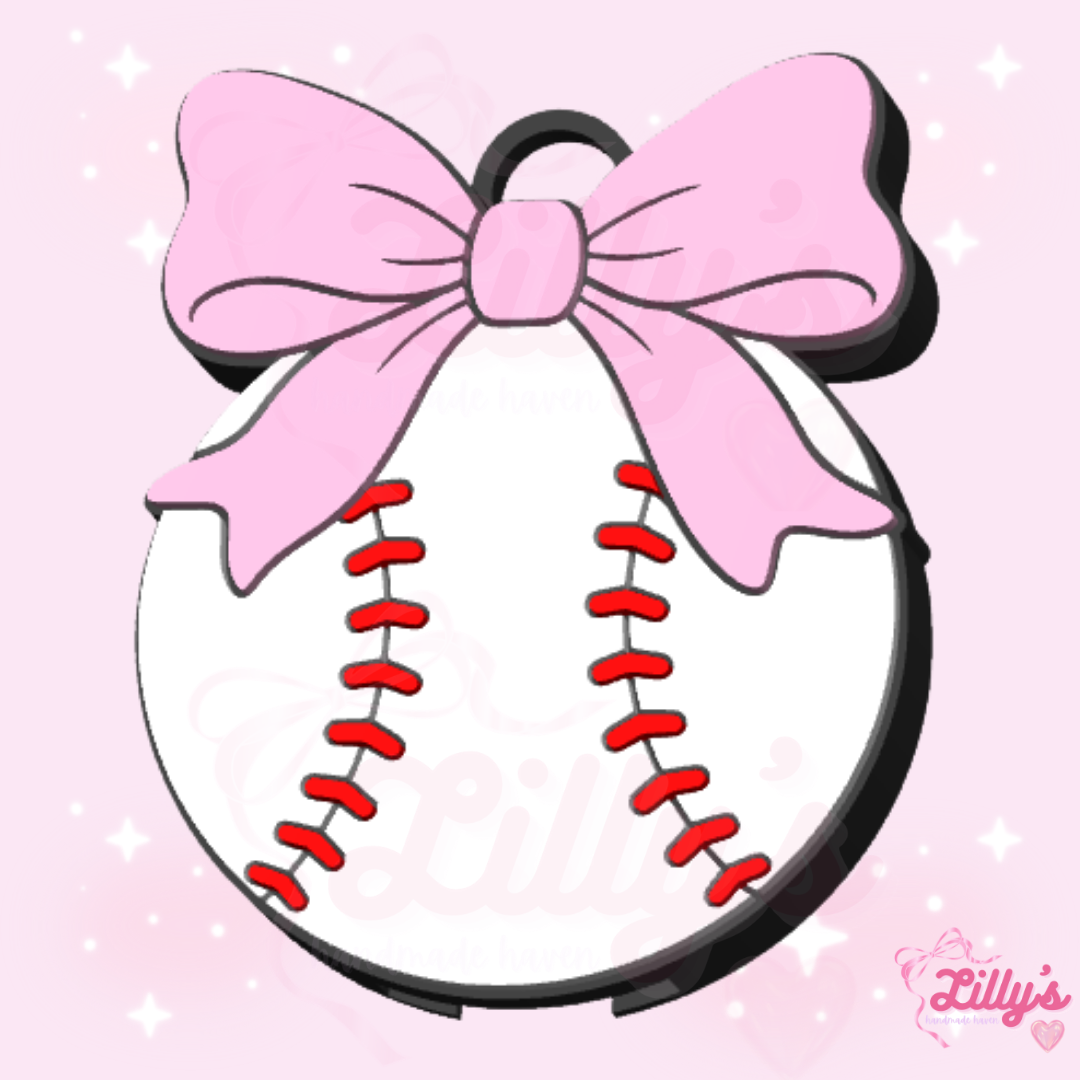 Baseball with Bow Can Opener Keychain