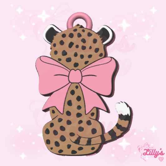 Cheetah Bow Truck Can Opener Keychain