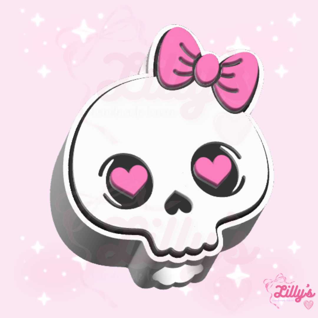 Skull with Bow Straw Topper
