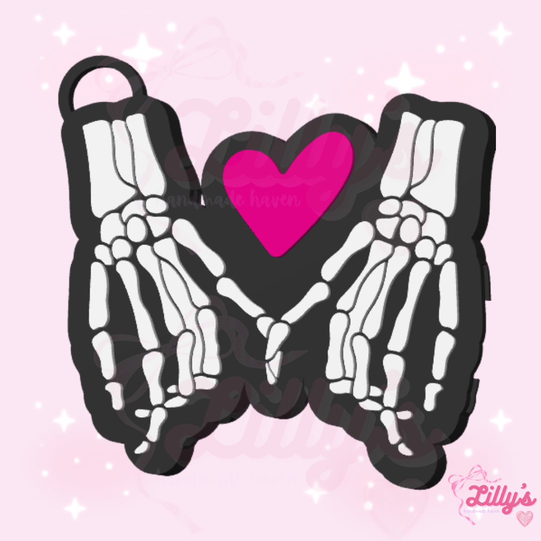 Skeleton Hands Heart Can Opener Keychain