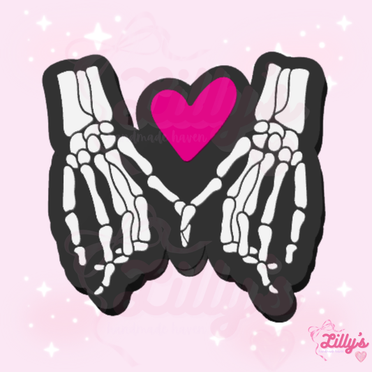 Skeleton Hands Heart Straw Topper