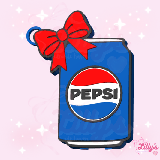 Blue Soda with Bow Can Opener Keychain