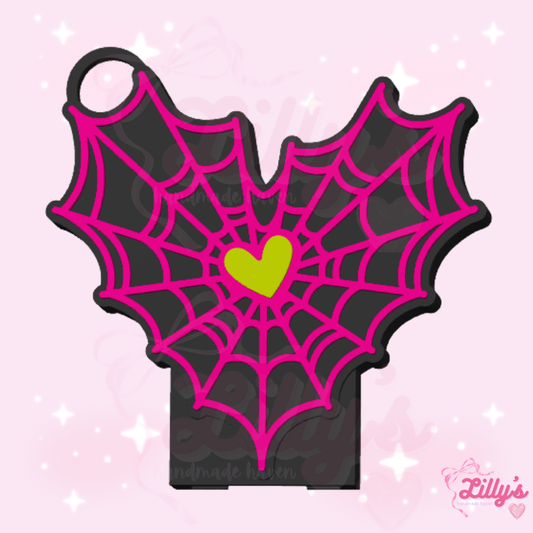 Spider Web Heart Can Opener Keychain