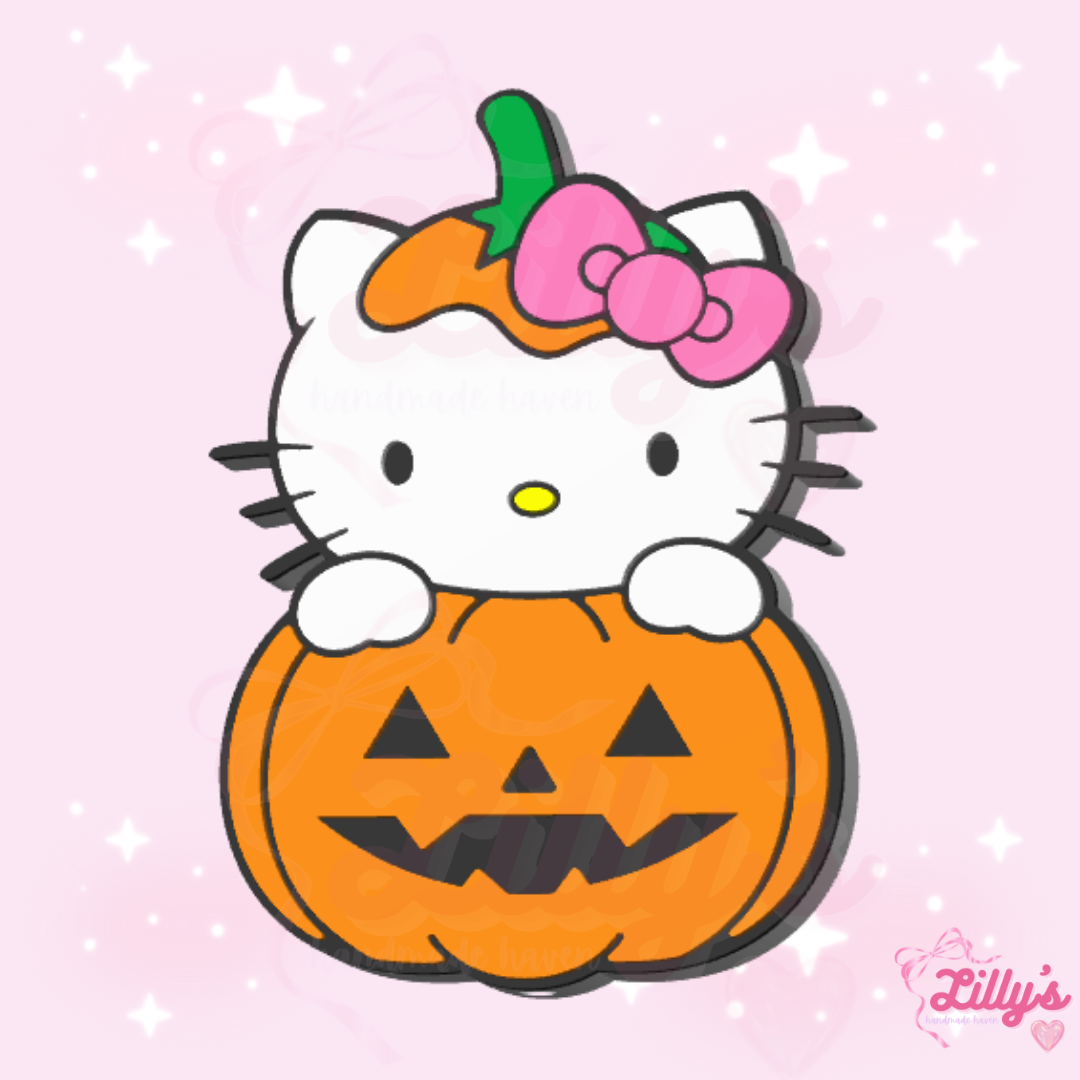 Cute Cat on Pumpkin Pen Topper