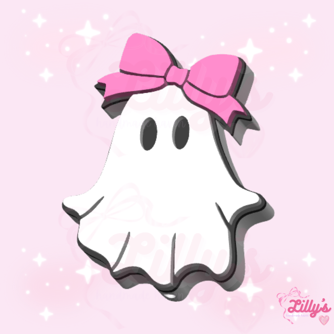 Ghost with Bow Pen Topper