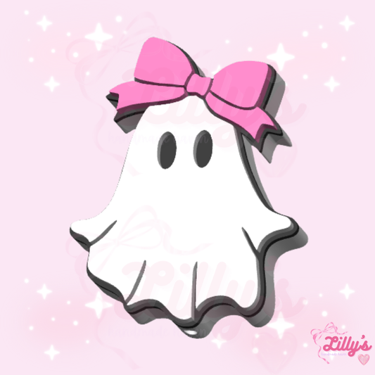 Ghost with Bow Pen Topper