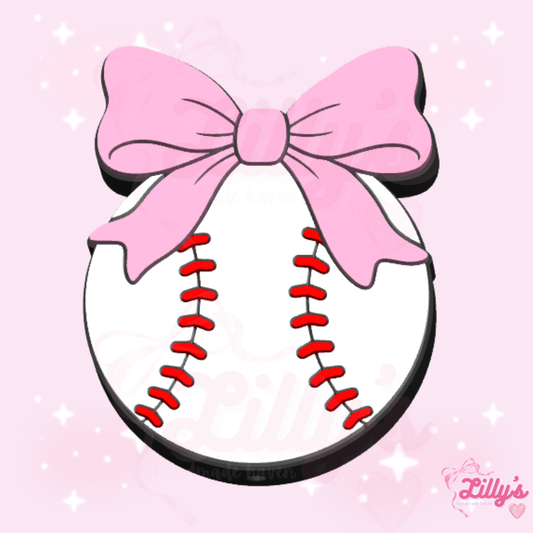 Baseball with Bow Pen Topper