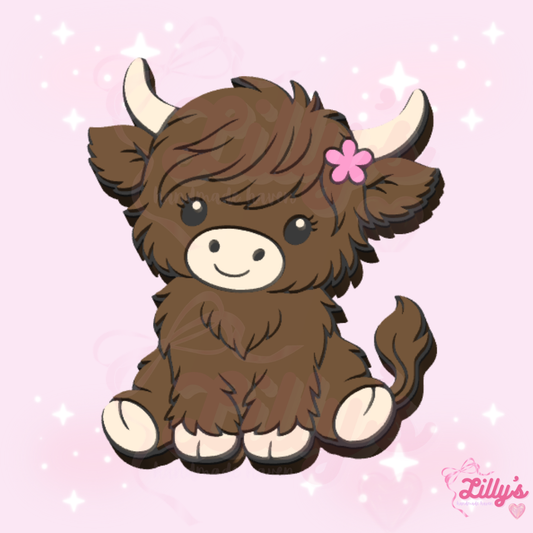 Tilted Head Highland Cow Pen Topper