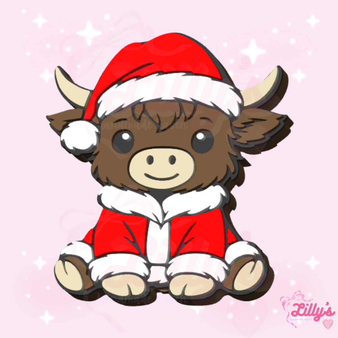 Christmas Highland Cow Pen Topper