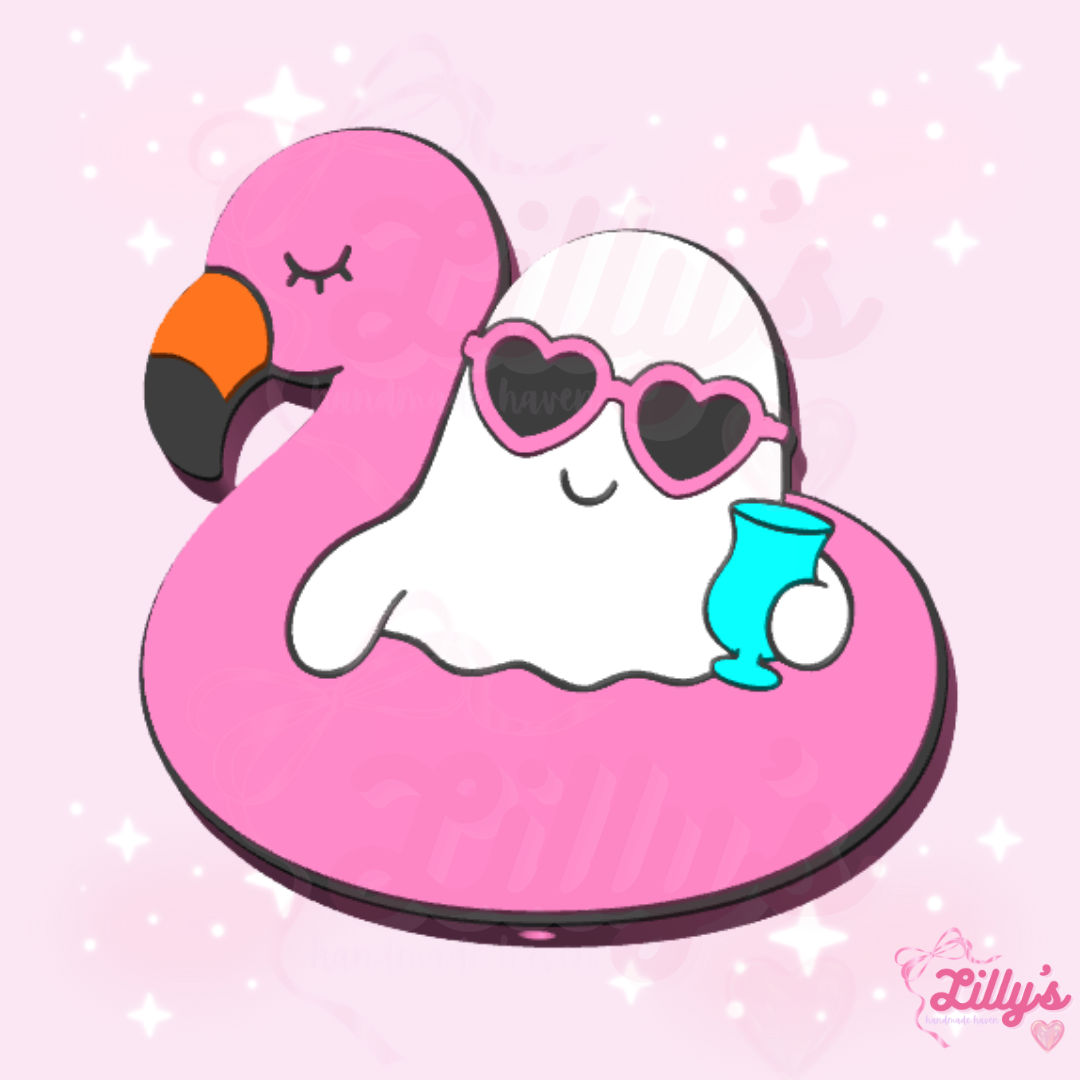 Ghost Flamingo Floaty Pen Topper