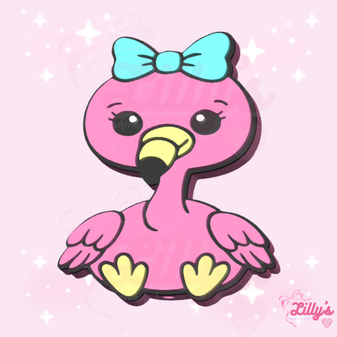 Flamingo with Bow Pen Topper