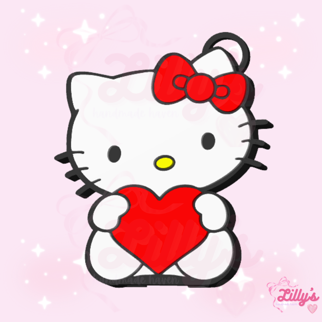 Cute Cat with Heart Can Opener Keychain