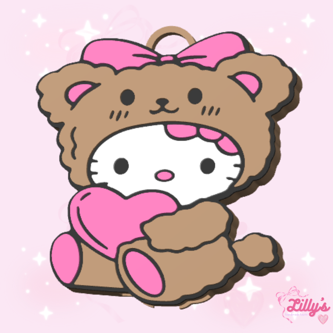 Cute Cat in Bear Costume Can Opener Keychain