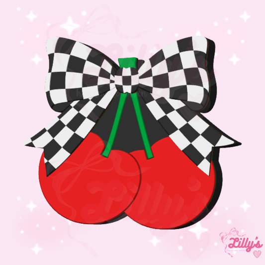 Checkered Coquette Cherries Straw Topper