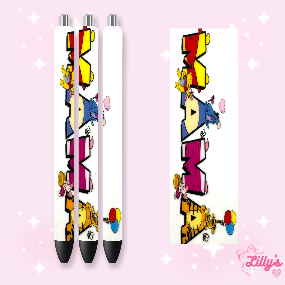 Mouse Theme Park & Princess Custom Glitter Resin Pens – Choose Your Wrap & Glitter