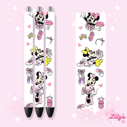Mouse Theme Park & Princess Custom Glitter Resin Pens – Choose Your Wrap & Glitter