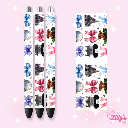 Mouse Theme Park & Princess Custom Glitter Resin Pens – Choose Your Wrap & Glitter