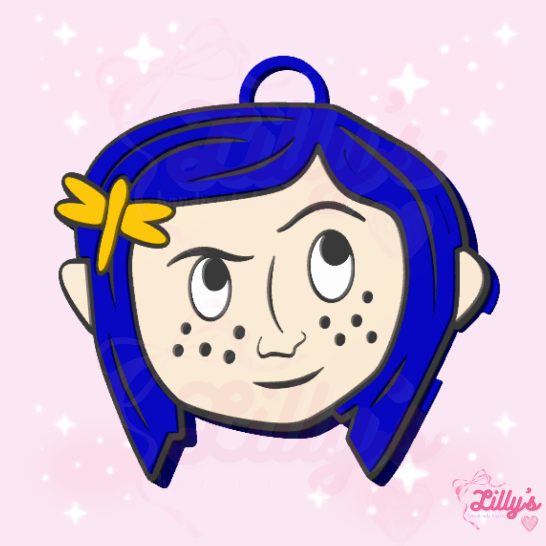 Blue Haired Cora Girl Can Opener Keychain