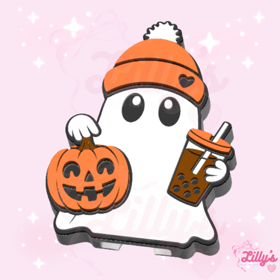 Fall Ghost with Beanie & Coffee Can Opener Keychain