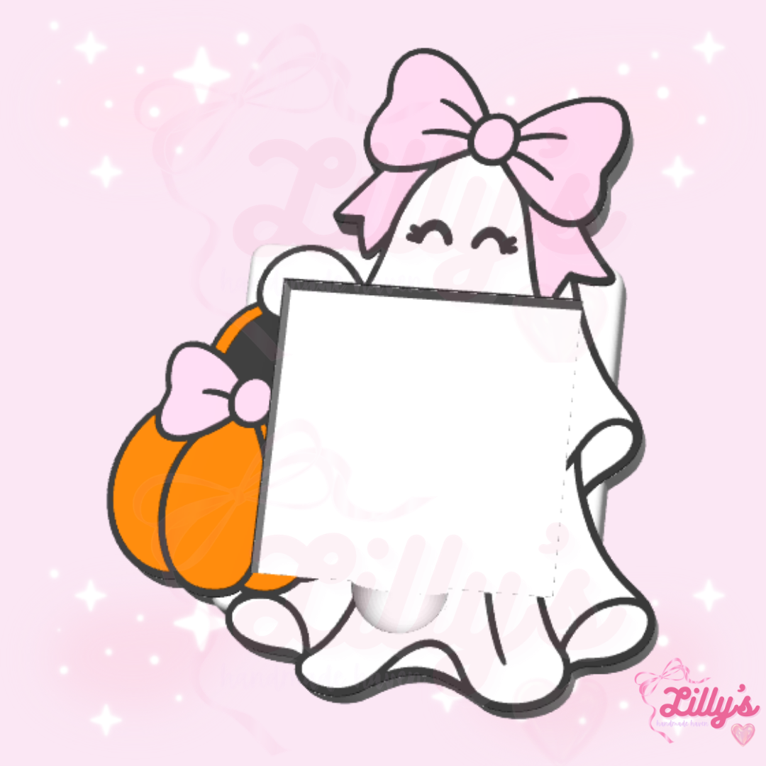 Ghost with Bow & Pumpkin Sticky Note Holder