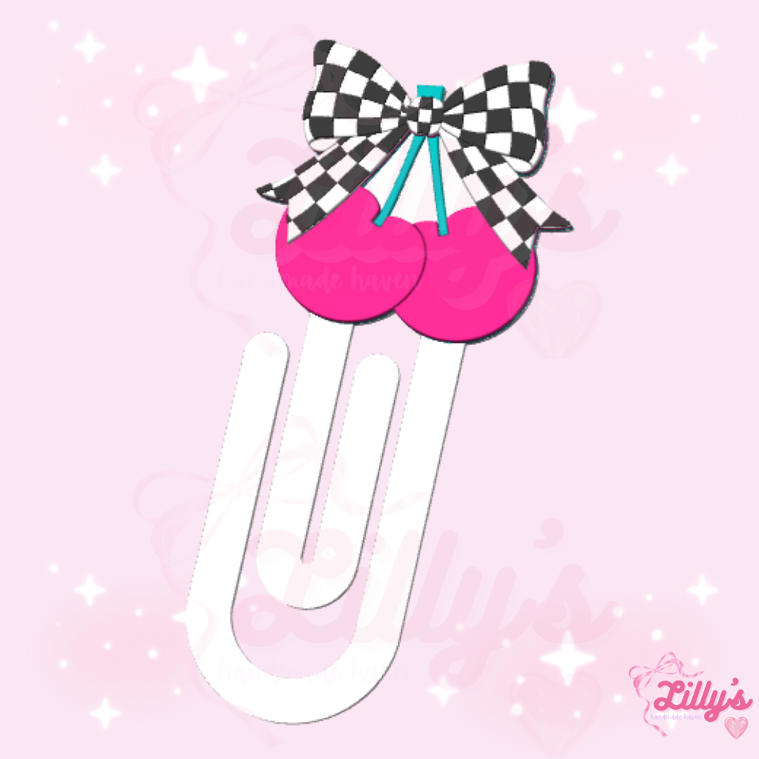 Checkered Cherry Jumbo Paper Clip
