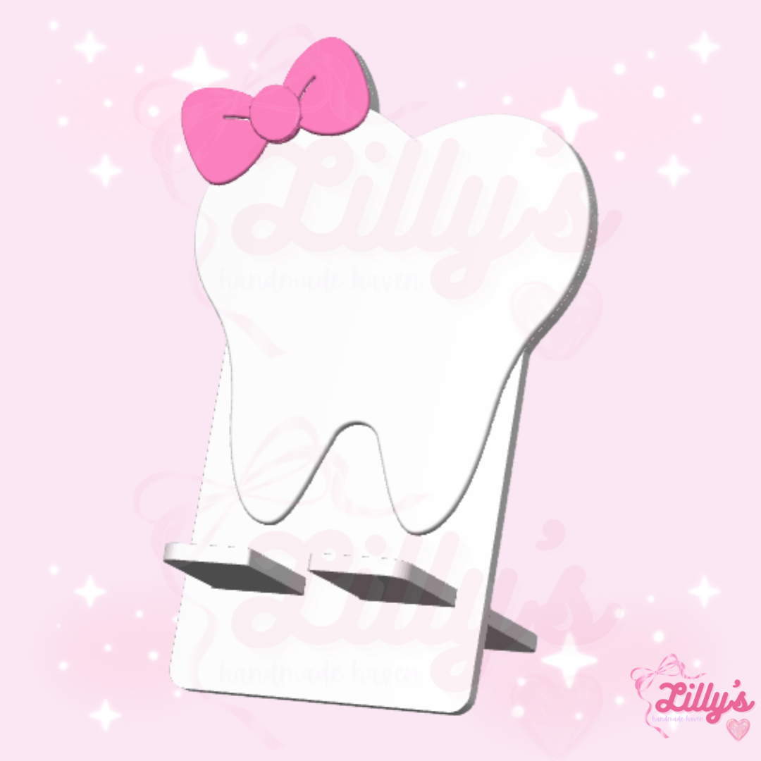 Tooth with Bow Phone Holder