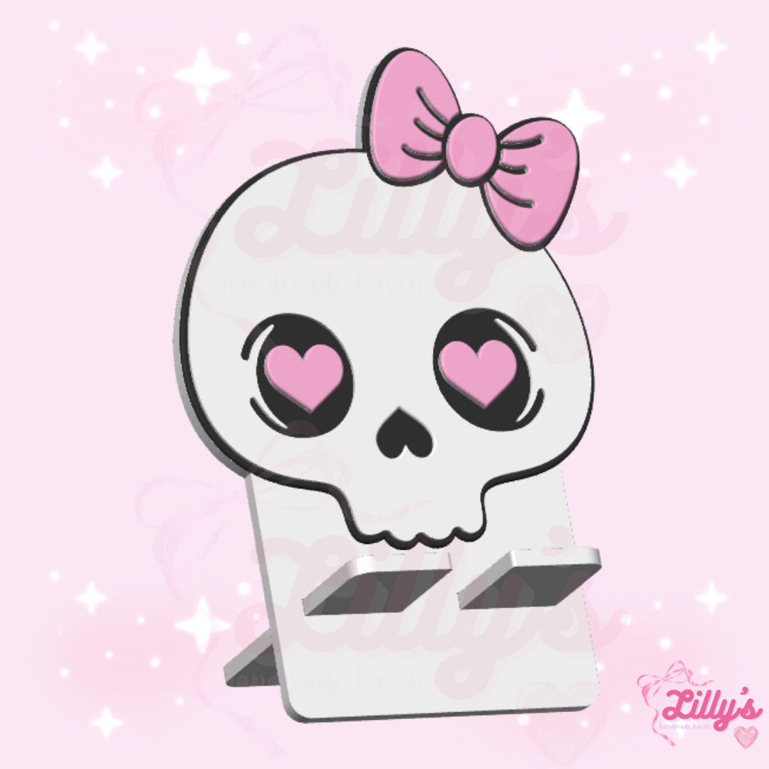 Skull with Bow Phone Holder