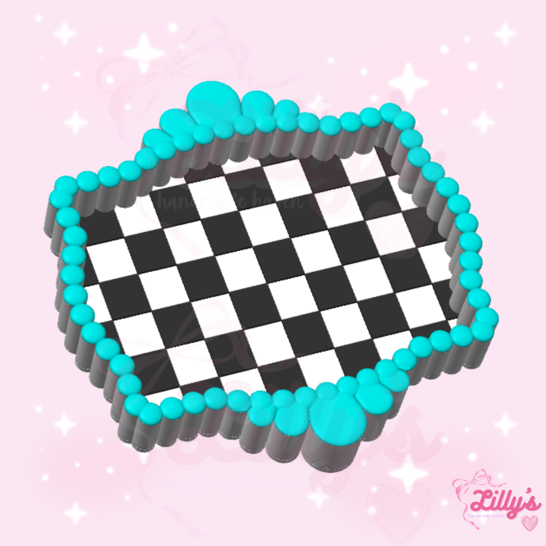 Checkered Turquoise Trinket Tray