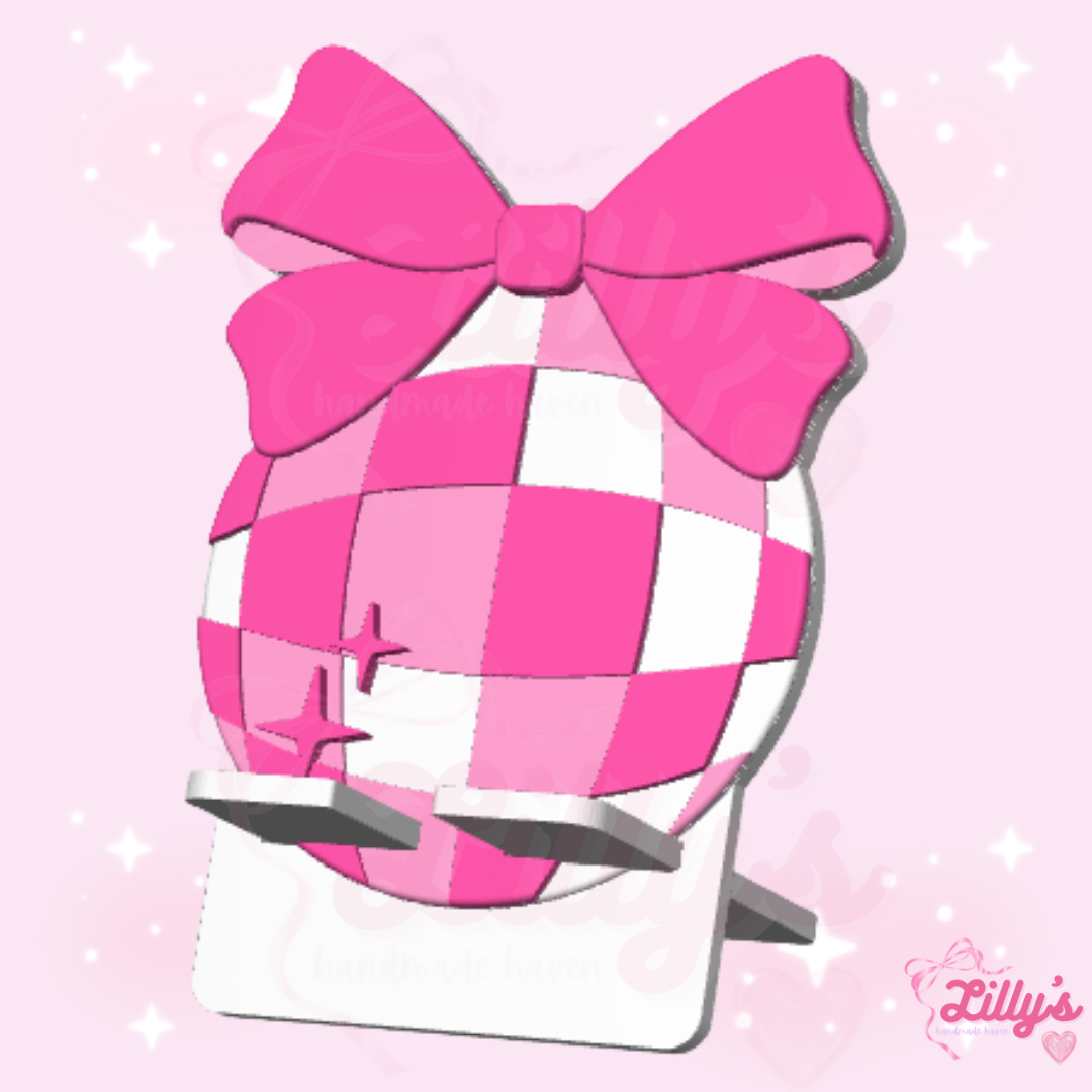 Disco Ball with Bow Phone Holder