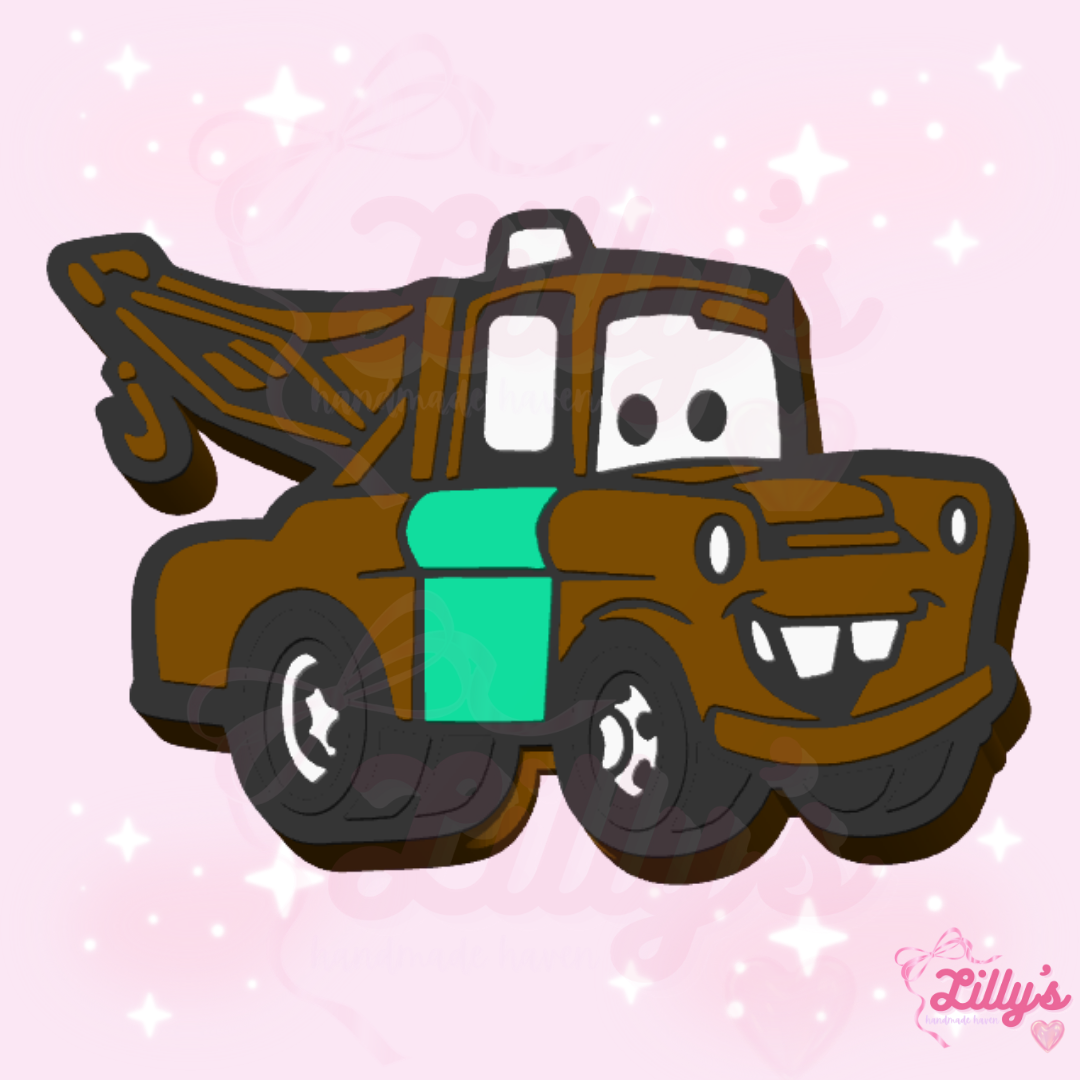 Brown Tow Truck Straw Topper
