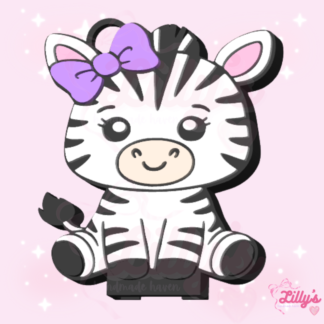 Zebra with Bow Can Opener Keychain