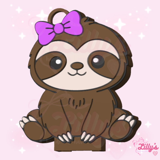 Sloth with Bow Can Opener Keychain