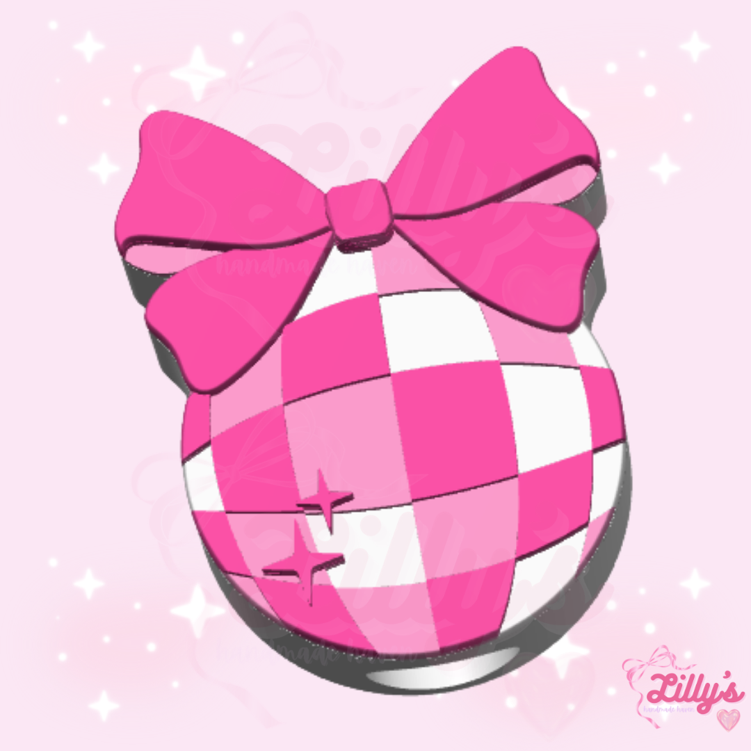 Disco Ball with Bow Straw Topper