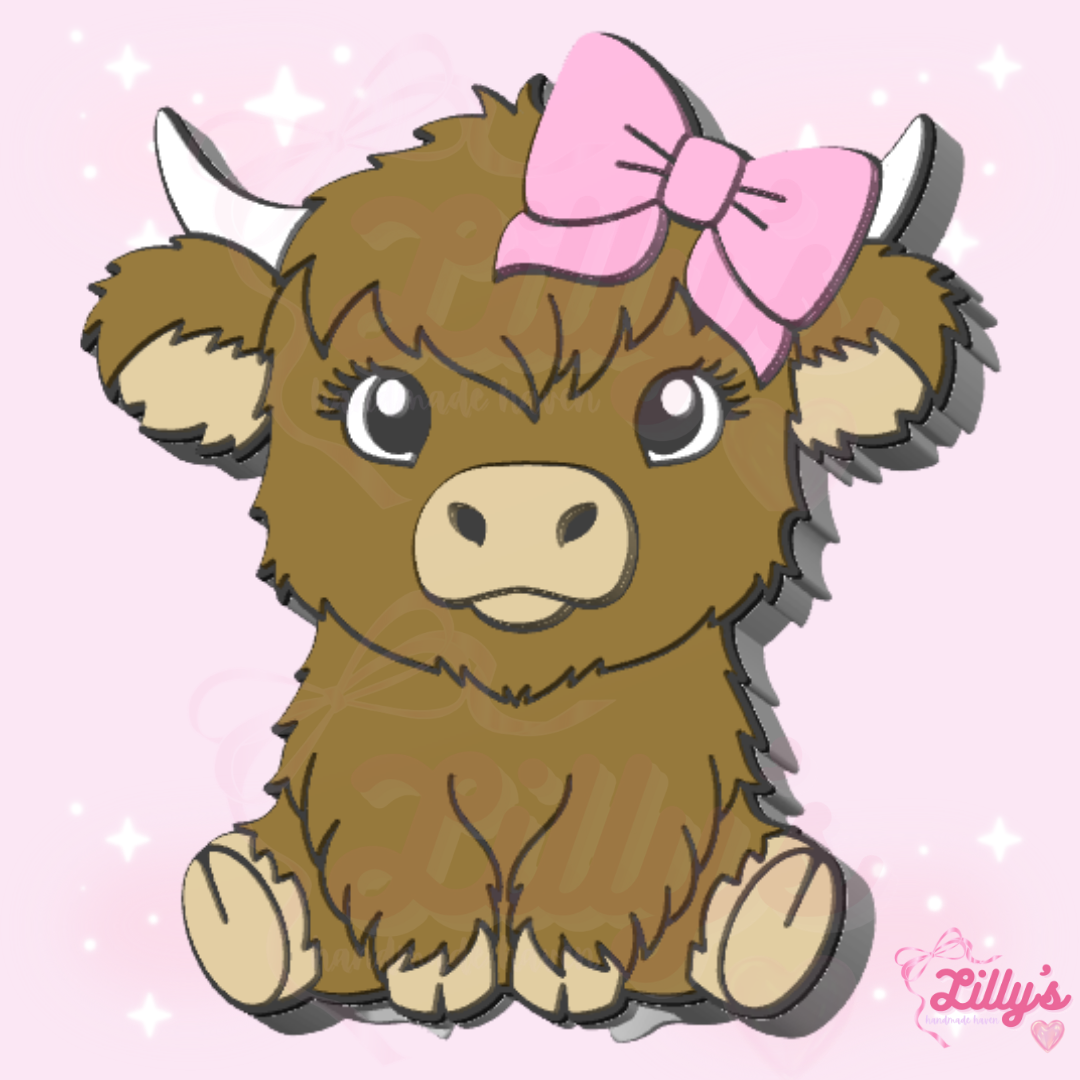 Highland Cow with Bow Can Opener Keychain