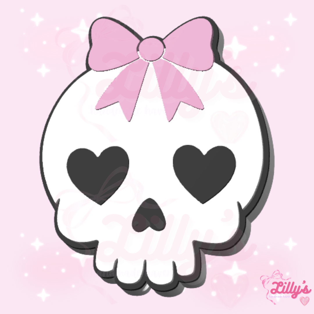 Skull with Bow Pen Topper