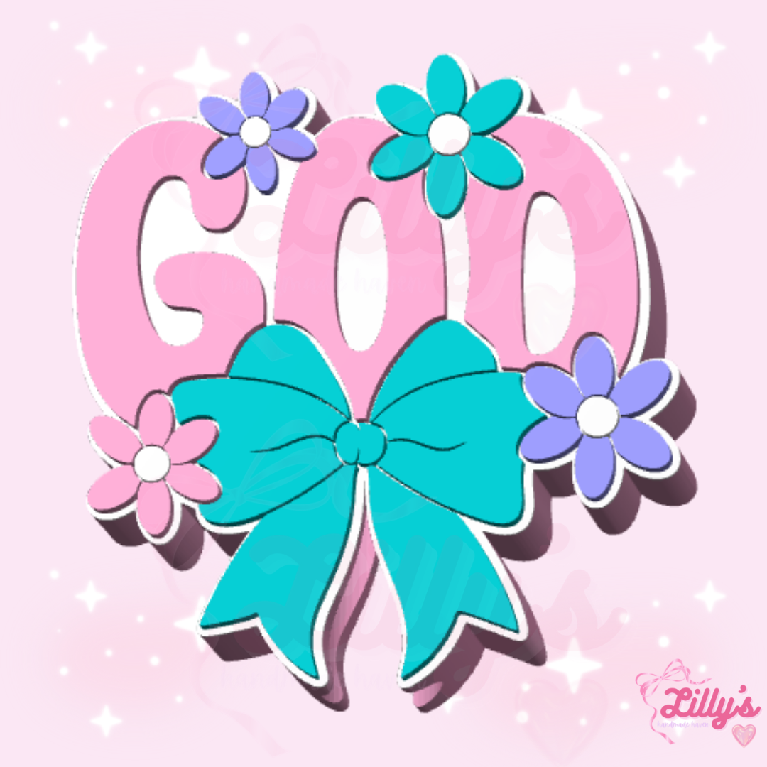 God with Flowers and Bow Straw Topper