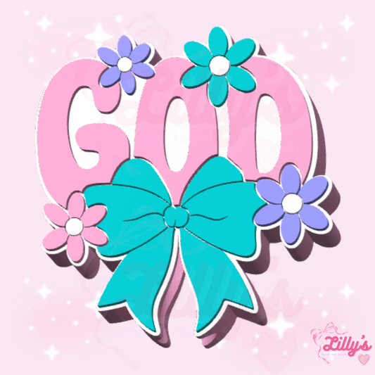 God with Flowers and Bow Straw Topper