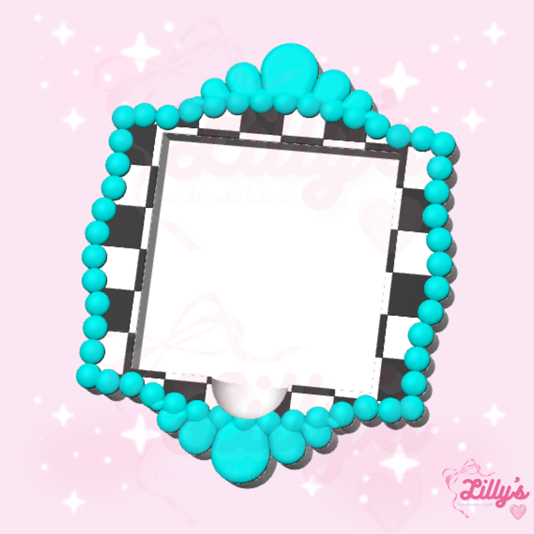 Checkered Turquoise Sticky Note Holder