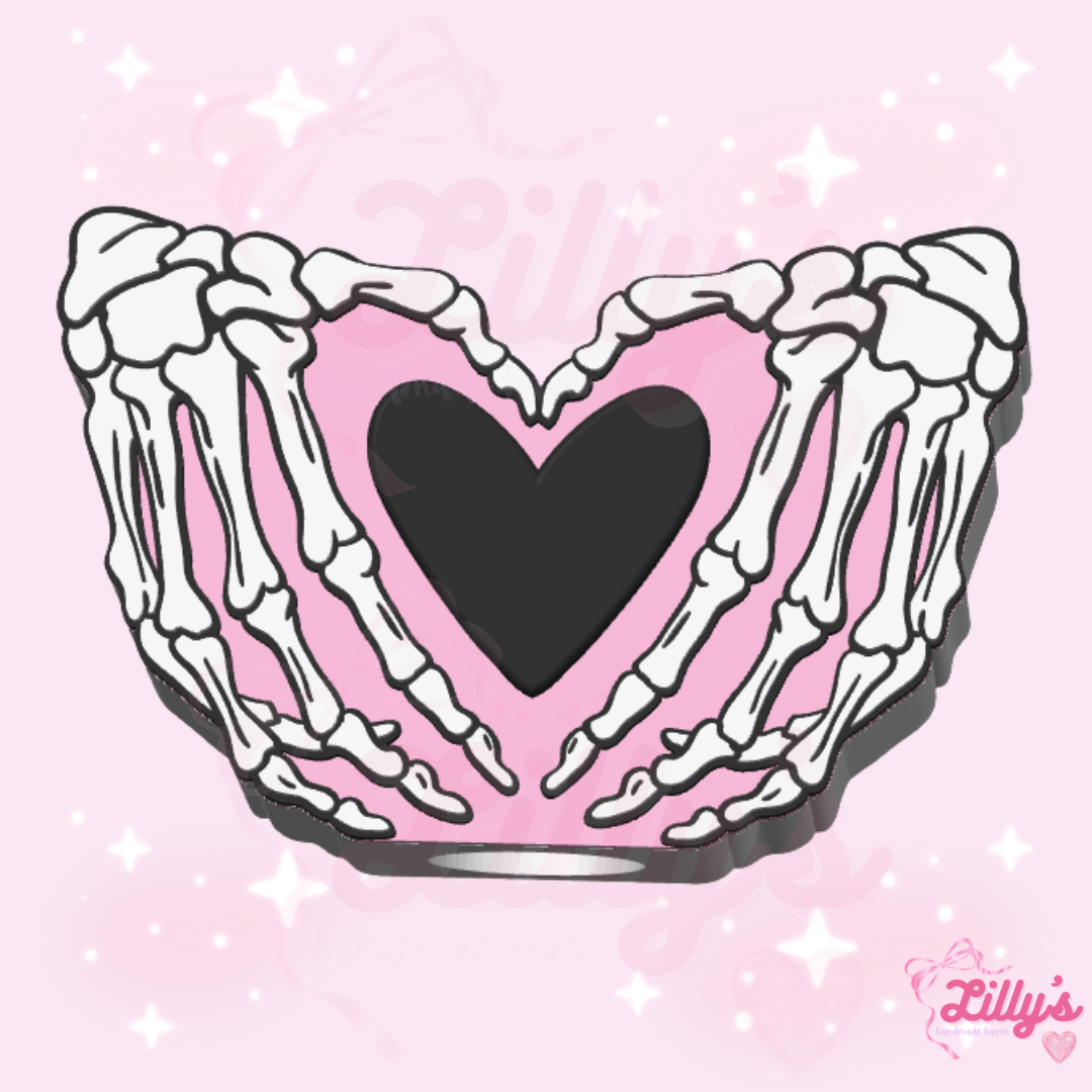Skeleton Heart Hands Straw Topper