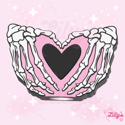 Skeleton Heart Hands Straw Topper