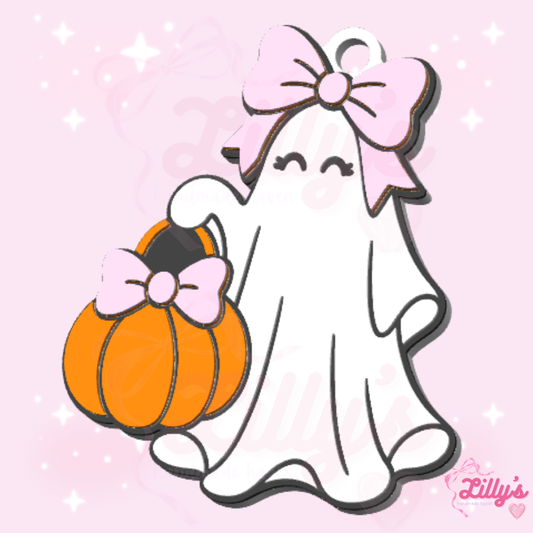 Ghost with Bow & Pumpkin NFC Tag
