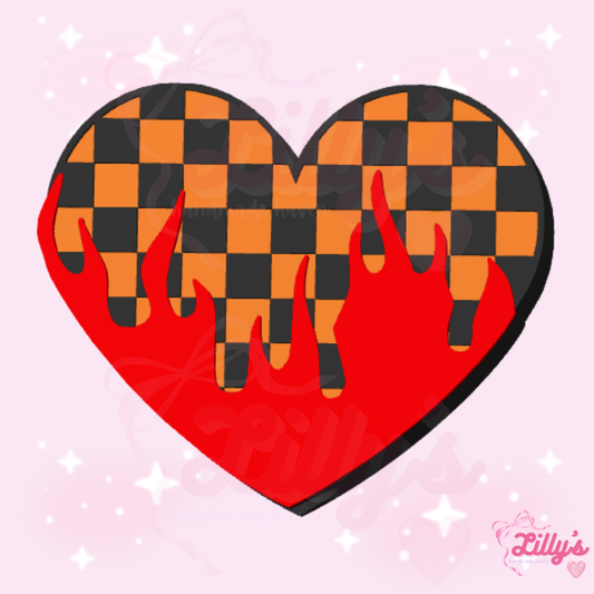 Checkered Flame Heart Straw Topper