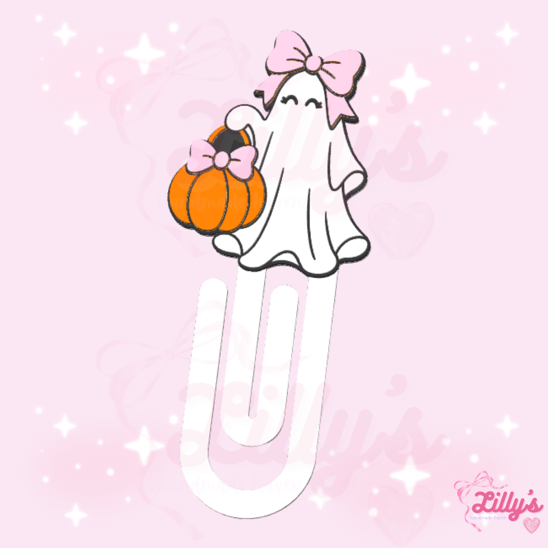Ghost with Bow & Pumpkin Jumbo Paper Clip