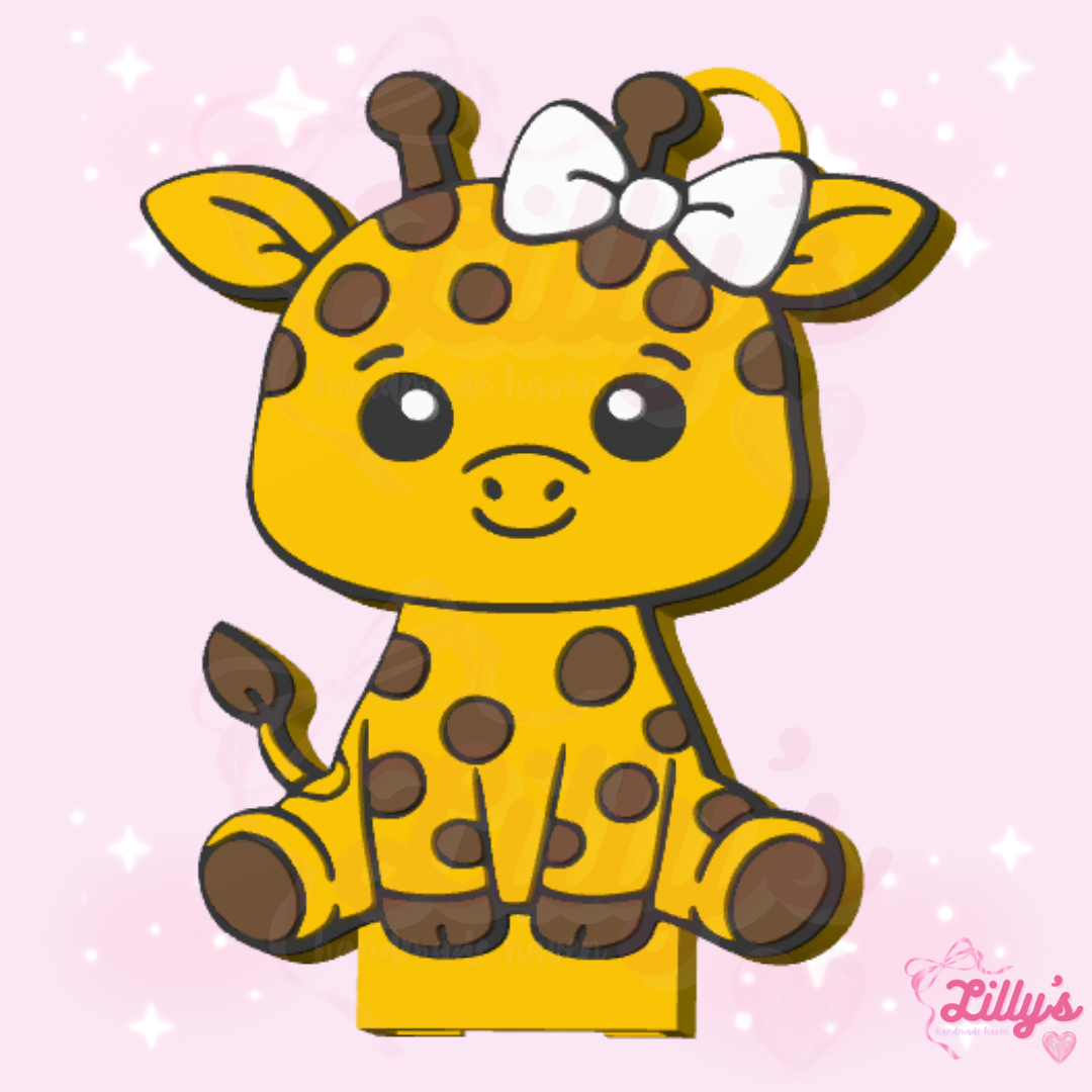 Giraffe with Bow Can Opener Keychain