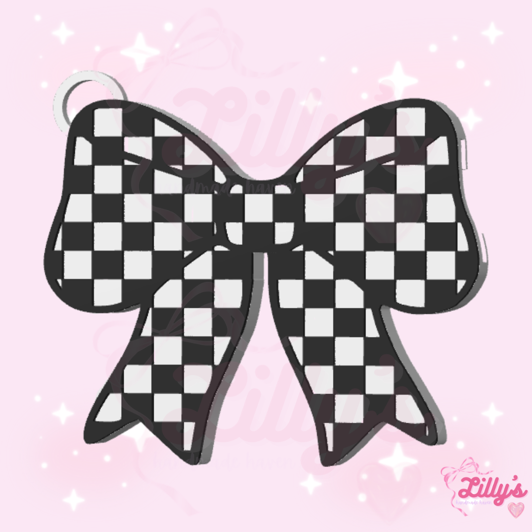 Checkered Bow Can Opener Keychain