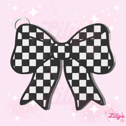 Checkered Bow Can Opener Keychain