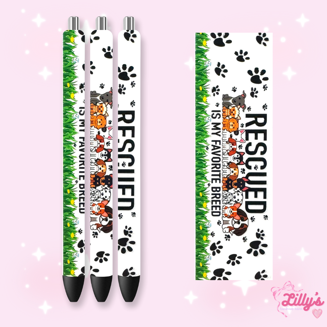 Girly, Bows, Mama & Dog Custom Glitter Resin Pens – Choose Your Wrap & Glitter