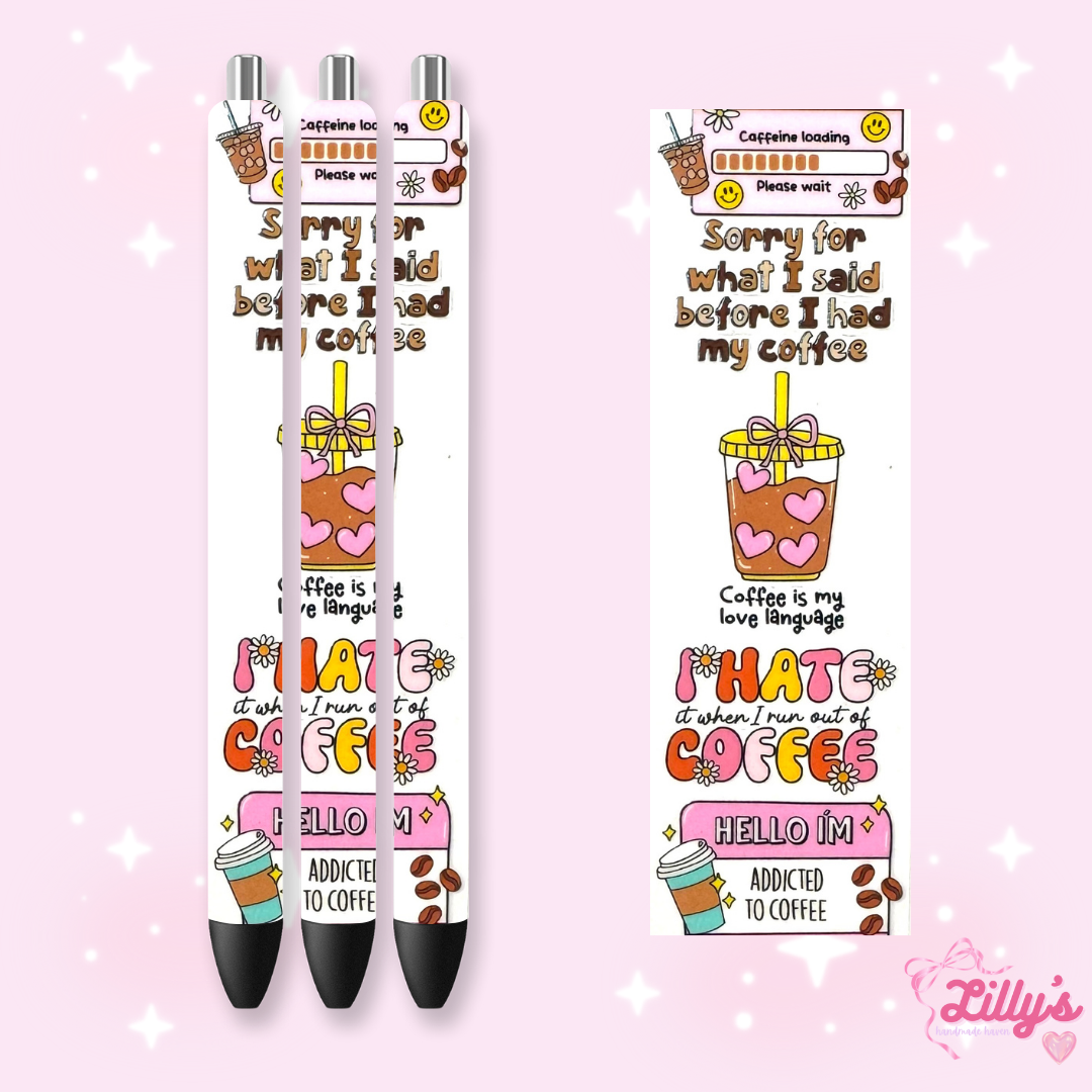 Drinks & Coffee Custom Glitter Resin Pens – Choose Your Wrap & Glitter