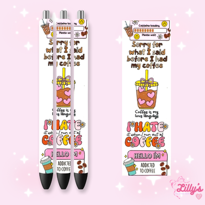 Drinks & Coffee Custom Glitter Resin Pens – Choose Your Wrap & Glitter