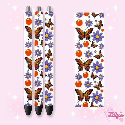 Flowers, Butterfly & Cow Custom Glitter Resin Pens – Choose Your Wrap & Glitter